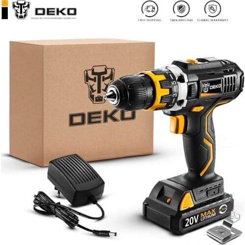 DEKO GCD20DU2 20V Max Electric Screwdriver Home DIY Mini Power Driver DC Lithium Battery Cordless Drill with LED Standard Set
