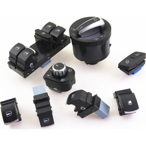 FHAWKEYEQ Car Chrome Electronic Window Glass Switch Control Button Set For VW Jetta MK5 Golf MK5 Rabbit 1K0 962 125 B 5ND959857