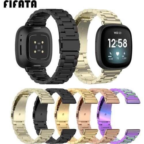 FIFATA Stainless Steel Metal Watch Strap For Fitbit Versa 3/Fitbit Sense Smart Watch Replacement Wristband For Fitbit Watch