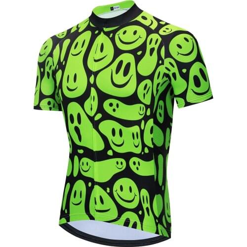 Men Summer Cartoon Funny Cycling Jersey Green Short Top Bike Bicycle Clothing RACING Road Bike MTB Breathable