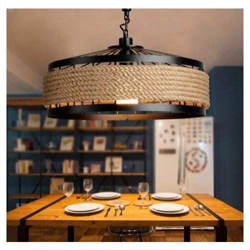 American Loft Style Creative Rope Droplight LED Pendant Light Fixtures For Dining Room Hanging Lamp Vintage Industrial Lighting