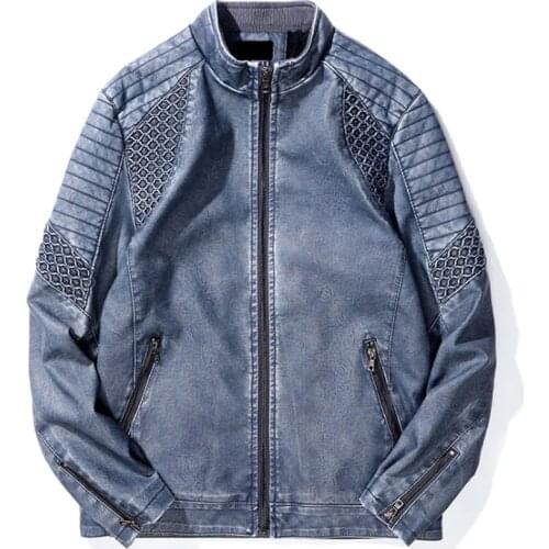 New Brand Faux Leather Jacket Men Stand Collar Thicken Men Leather Suede Jacket Handsome Zippers Motorcycle Jacket Male