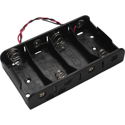 MasterFire 15pcs/lot Black DIY Battery Holder Storage Box Case 4 x 1.5V C Size Batteries Holder Cell Cover 4 Slots with Wires