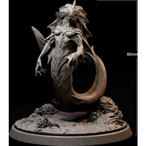 60mm Resin Model Female Fishman Fish Man Figure Unpainted