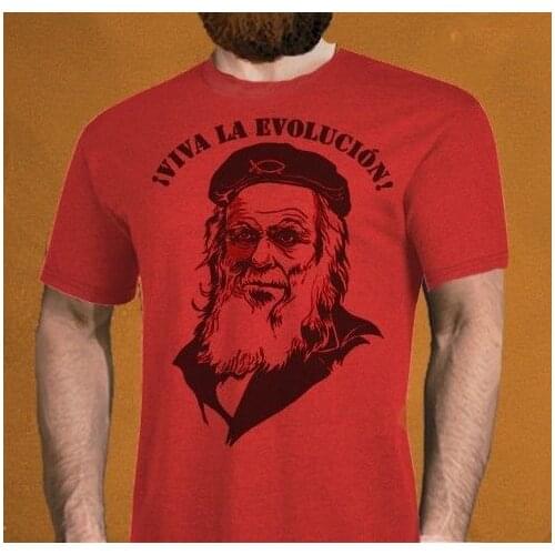 Fashion Men T Shirt Free Shipping Brand New Charles Darwin VIVA LA EVOLUCION Shirt, Mens & Fitted Womens Evolution Tee Shirt