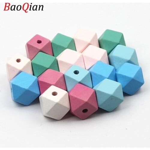 Natural Wood Unfinished Geometric Faceted Wooden Beads For Jewelry Making DIY Pacifier Chain Beaded 10Pcs/Lot 20MM