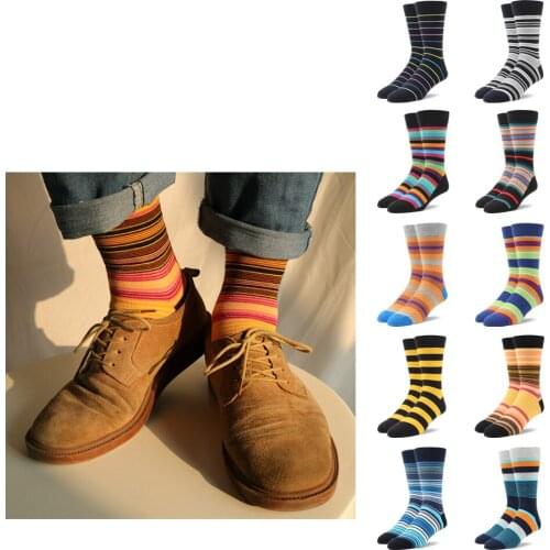Mens Happy Colorful Striped Socks Quality Plaid Diamond Pattern Argyle Geometric Harajuku Combed Cotton Sock Christmas Gift