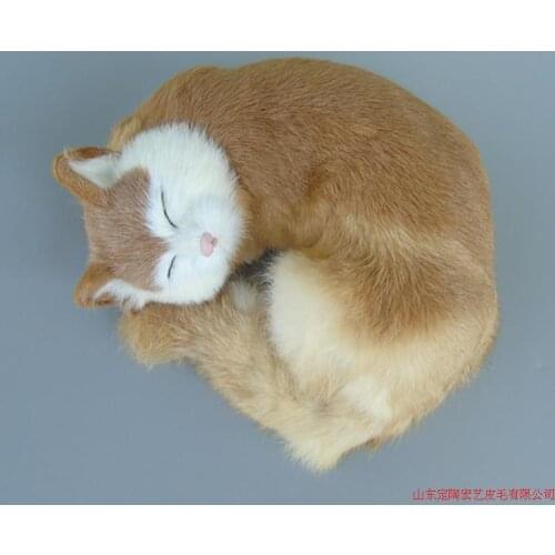 New simulation cat polyethylene & furs yellow sleeping cat model gift about 25x20x11cm 238
