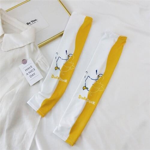 New Cartoon Female Sun Protective Sleeve Cuff Ins Lovely Summer Soft Ice Gloves Outdoor Arm Warmer Thin Sleeve Gloves Acessories