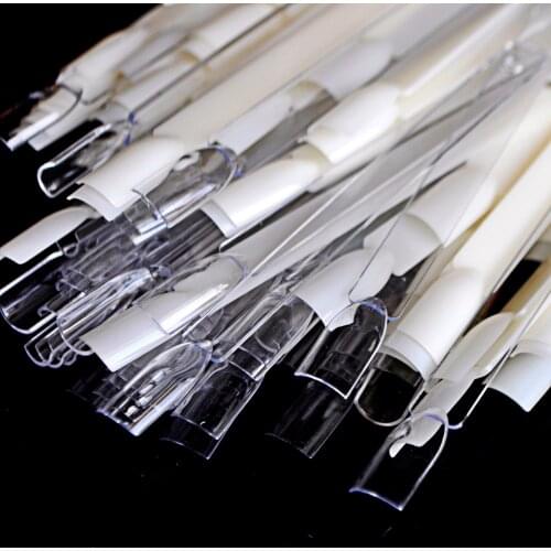50pcs Nail Art Tips Sticks Board Nail Art Practice False Nails Display Fan Chart Salon Tool For Design Training Clear/Natural