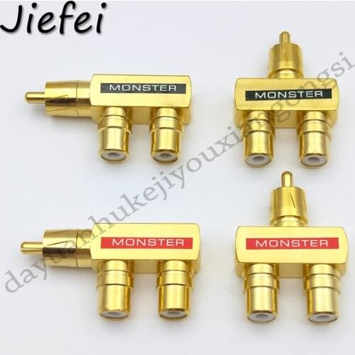 2-50pcs Gold Plated Copper RCA Audio Y / F Splitter Plug Adapter 1 Male to 2 Female Connector RCA 3 Way Connector