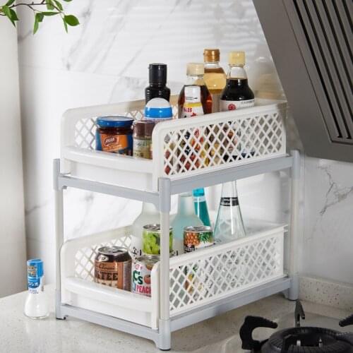 Simple Storage Rack Kitchen Organizer Plastic Box Multi-Layer Arrangement Frame Shelves Containers Bathroom Accessories