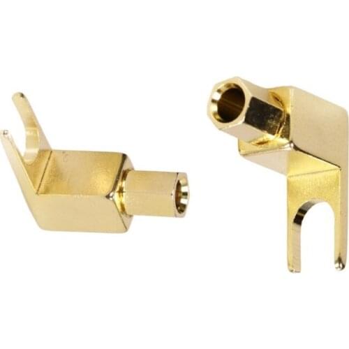 50pcs/lot Right Angle Speaker 4MM Banana Plug Jack Golden Plated Screw Solderless Y Fork Wire Connector