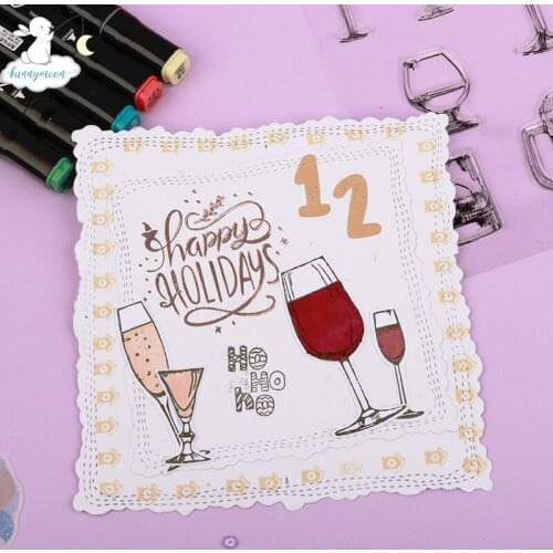 Bunnymoon Wine glass2 Clear Silicone Stamp Seal Yourself Scrapbooking Album Sheets Decorative Clear Stamp Card Decor
