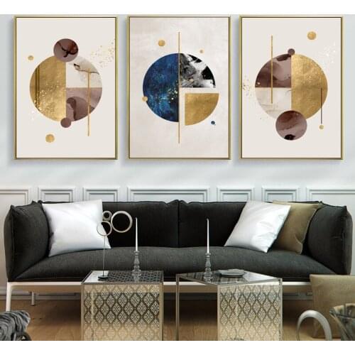 Nordic Modern Light Luxury Gold Foil Geometric Picture Poster Printing Canvas Wall Art Living Room Decorative Painting Frameless