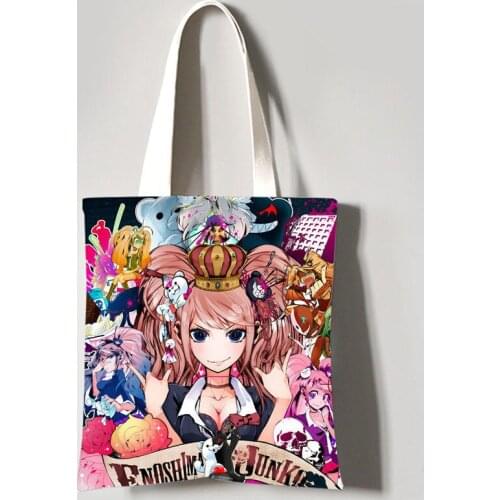 Danganronpa V3 shopping bag All color printed canvas cotton shopper jute bag Enoshima Junko Nagito bag Shoulder Bag