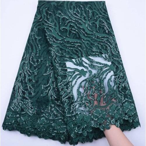 Teal Green African Dry Lace Fabrics 2020 High Quality Nigerian Lace Fabric With Sequins French Lace Fabric For Party Dress S1816
