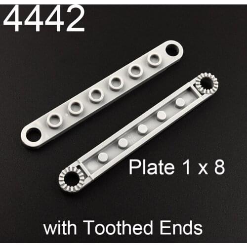 10PCS 4442 high-tech building block link Plate 1x8 with Toothed Ends Building Block Bricks Accessories Parts MOC DIY Build Toys