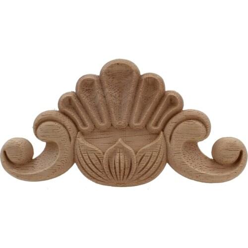 VZLX Wood Carving Decal Bed Windows Applique Wooden Miniatures Unpainted Furniture Cabinet Decorative Figurines Home Decoration