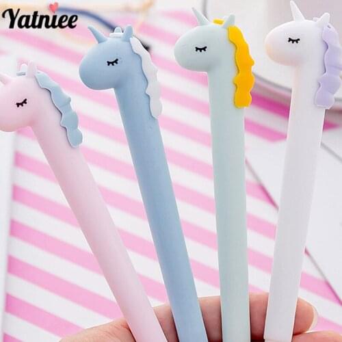 Yatniee 4pcs/pack Lovely Unicorn Gel Pen Signing Pen Stationery Student Writing Office Pens Gift
