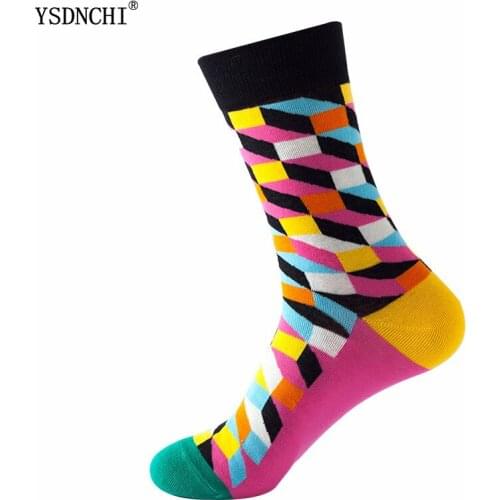 YSDNCHI 1 Pair Spring Autumn Cartoon Women Socks Cotton Harajuku Casual Happy Socks New Arrival Design Diamond Hot Long Spring