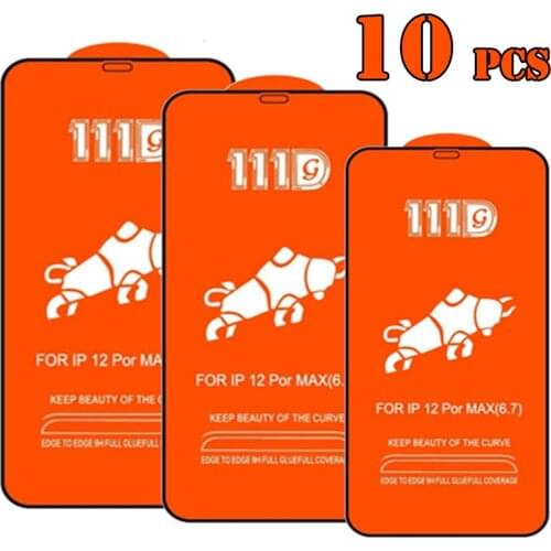 10pcs 111D Tempered Glass Full Cover Curved Screen Protector Film Guard For iPhone 12 Mini 11 Pro Max XS XR X 8 7 6 6S Plus SE