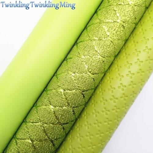 GREEN Glitter Fabirc, Faux Leather Fabric, Cross Synthetic Leather Fabric Sheets For Bow A4 8"x11"Twinkling Ming XM485