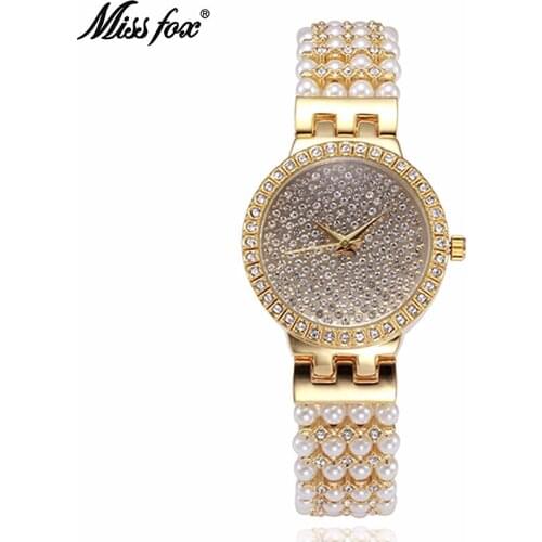 Famous Brand Luxury Jewelry Pearl Watches Fashion Golden Ladies Crystal Wrist Watch Woman Casual Charm Clock Zegarek Damski Saat