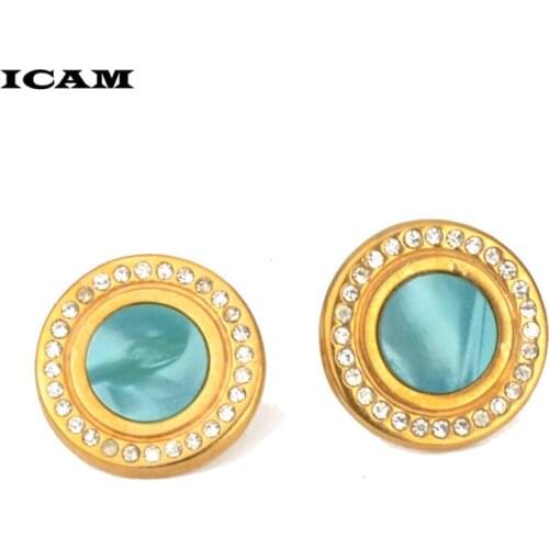 ICAM Women Earring Fashion AAA CZ Zircon Element Green Stud Earrings For Women Wholesale Cheap Factory Price