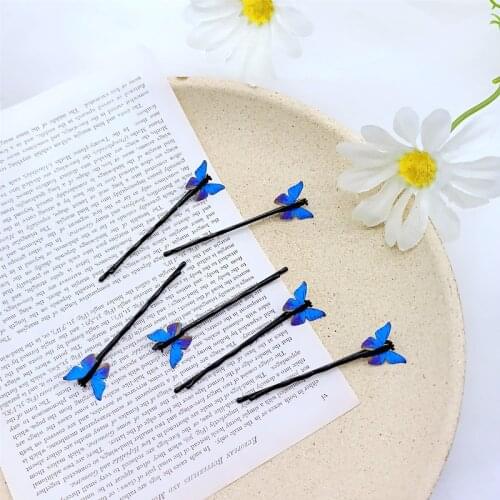New Blue Butterfly Hairpins Elegant Hair Clips Women Cute Handmade Fashion Barrettes Summer Holiday Hair Jewelry Accessories