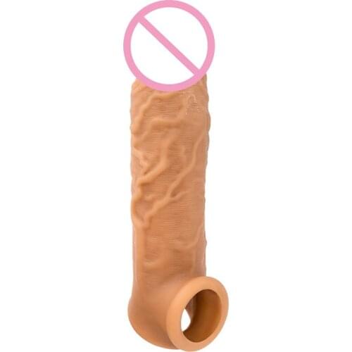 Liquid Silicone Condom Lengthen Bold Lock Fine Delayed Ejaculation Increase Orgasm Penis Extend Sleeve Sex Pump Adult Sex Toys