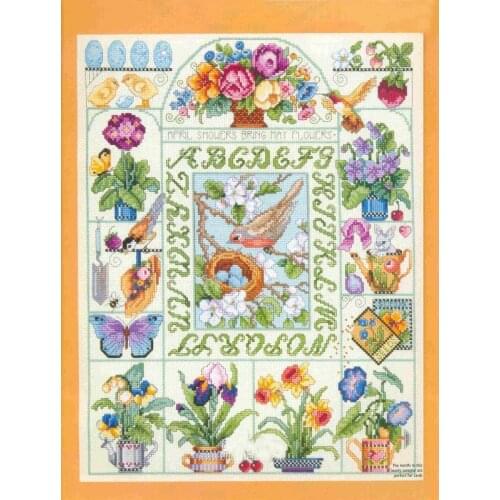 Gold Collection Counted Cross Stitch Kit Seasonal Sampler Bird Four Season Seasons Spring Summer Fall Autumn Winter
