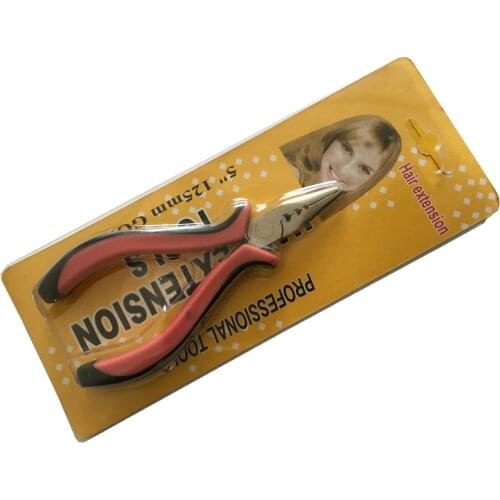 50 PCS/Lot Pink handle carbon steel straight nose plier with 3 holes Feather hair extension clamp