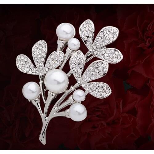 2015 Top Fashion Rhinestone Brooch Pins,Unique Pearl Tree Crystal Brooches for Women Men Breast Pin Scarf Buckle Brouch Corsage