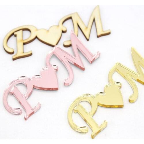 24 Pieces of The Same Personalized Laser Cut Acrylic Rose Gold Couple Souvenir Wedding Engagement Wedding Gift Banner Decoration