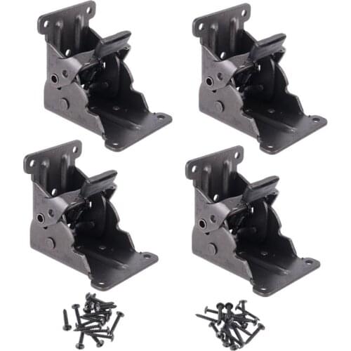 4Pcs 90 Degree Self-locking Folding Hinges Table Bed Leg Feet Steel Foldable Support Bracket with Screws