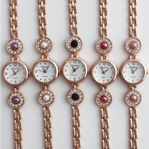 5pcs Fashion Round Womens Girls Watches Crystal Stones Bracelet Lady Woman Quartz Wrist Watch Quartz Bangle Wristwatch O119M