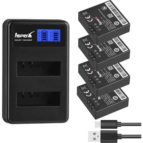 4Pcs AZ16-1 AZ16 1400mA Battery For Xiao YI 2 + LCD USB Dual Charger For Xiaoyi Action Camera 2 Rechargeable Battery and Charger