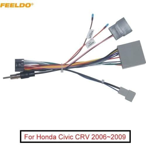 FEELDO 20Pcs Car Multimedia 16Pin Wiring Connector with Radio Antenna Adapter for Honda Civic CRV 2006~2009 Power Wire #FD6227