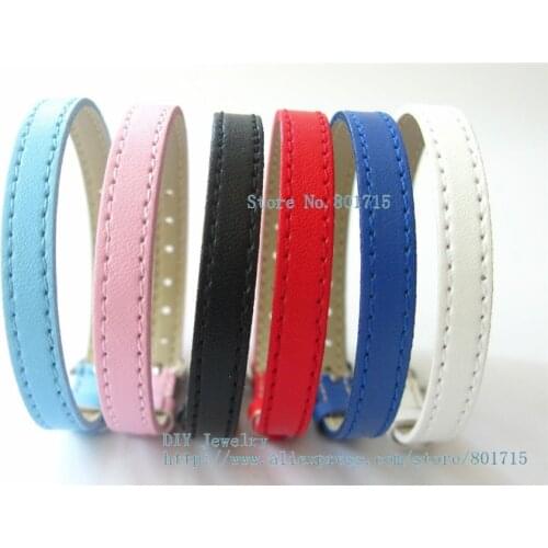 1pcs PU Leather Wristband bracelet 8mm width 210mm length DIY jewelry Fit 8mm Slide Charms slide letters as gift