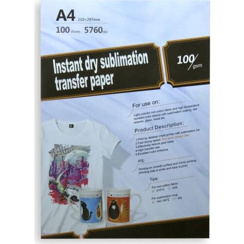 Inkjet Sublimation Heat Transfer Paper 100sheets A4 105g for Any Inkjet Printer with Sublimation Ink 100 Sheets Letter Size