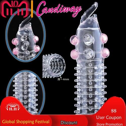 Candiway Penis enlargement,delayed extender condom,Reusable penis sleeve,vibrator sleeve,sex toys for man,Sex products,Adult toy