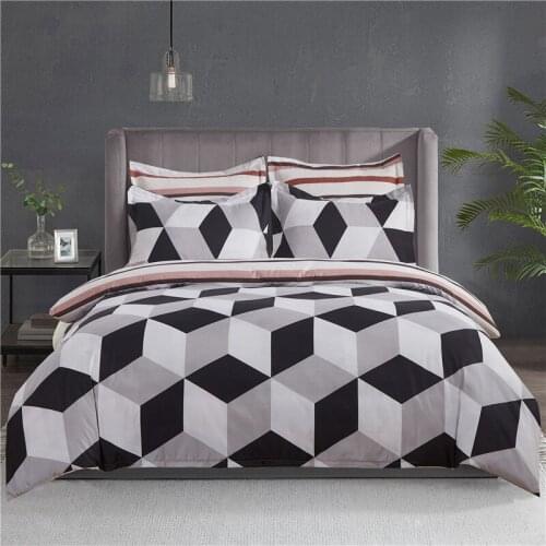 Home Textiles Black White Lattice Duvet Cover Pillowcase Bedroom Bedspread Simple Adults Bedding Sets Single Twin Double Beds
