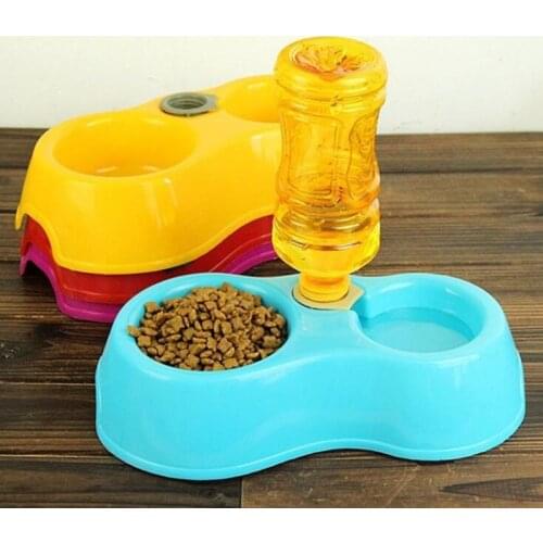 Double Pet Dog Food Bowls Auto Water Pan Pet Drinking Dish Feeder Cat Bowl Puppy Feeding Supplies Small Dog Accessories