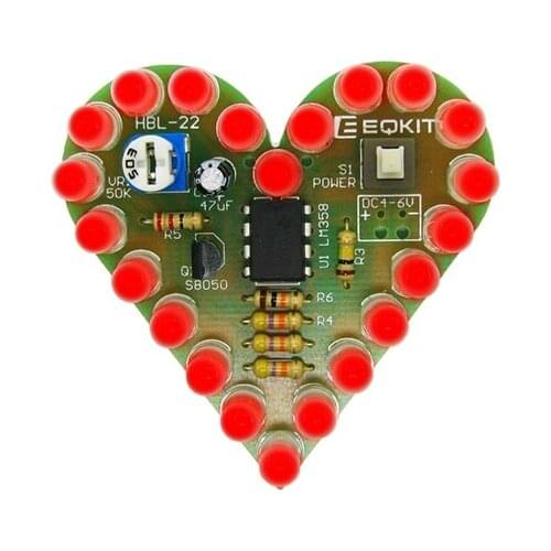 Electronic diy love shape water loop led diy kit beginner learning kit