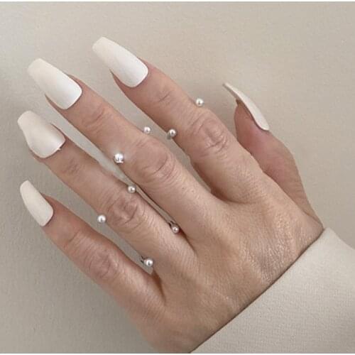 Simple Gold Silver Color Adjustable Cuff Circle Pearl Ring Set for Women Jewelry Elegant Wedding Ring Set Girl Gifts Accessories