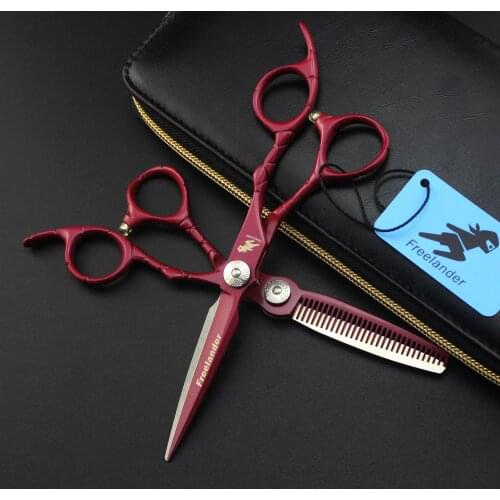 Red crocodile handle 6 Inch Hair Scissors Hairdressing Professional Cutting and Thinning Shears for barber salon 440C