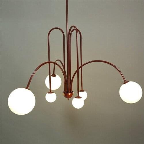 Postmodern Glass Ball Pendant Lights Creative Living Room Home Deco Dining Kitchen Hanging Lamp Simple Line Strip Light Fixtures