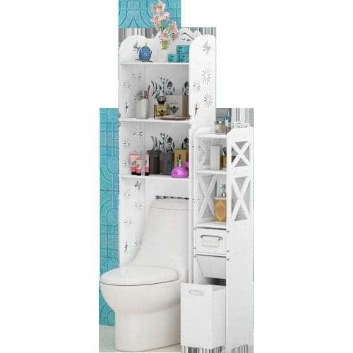 Creative Bathroom Toilet Storage Rack Bathroom Toilet Waterproof Floor-to-ceiling Side Cabinet Storage Rack Hole-free Lockers