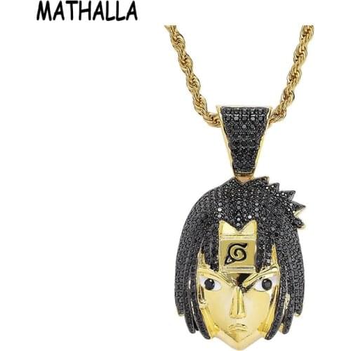 MATHALLA Cartoon Character Avatar Pendant Hip Hop Mens Necklace Micro-Inlaid Zircon Mens Hip Hop Jewelry Body Wear